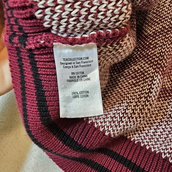 Tea Collection Full Zip High Collar Sweater Boy's Size 6/7 in Maroon and Gray - Picture 4 of 12
